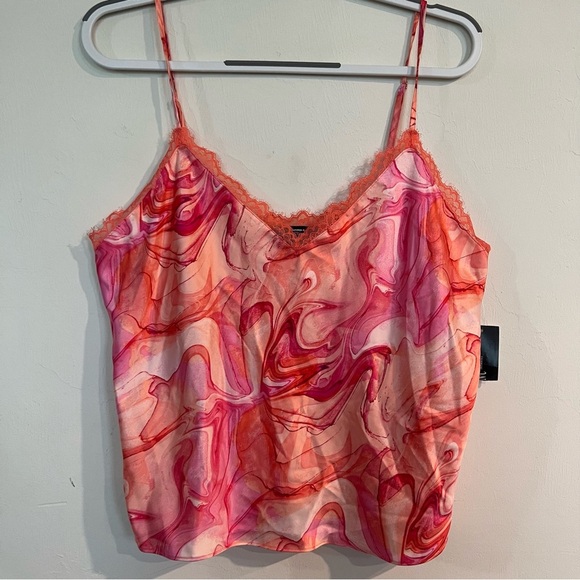 NWT INC International Concepts Lace Trim Pajama Set Marble Pink L - Picture 2 of 12